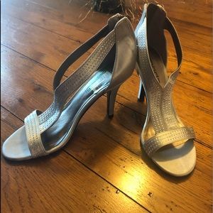 Silver dressy heels- worn once- size 8
